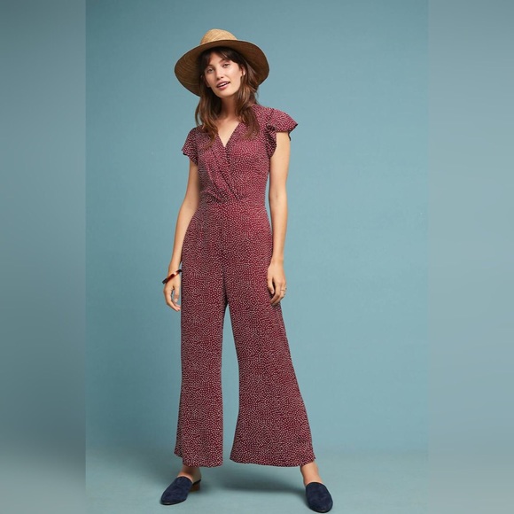 Anthropologie Pants - Anthropologie Polka dot Bering Ruffled Jumpsuit